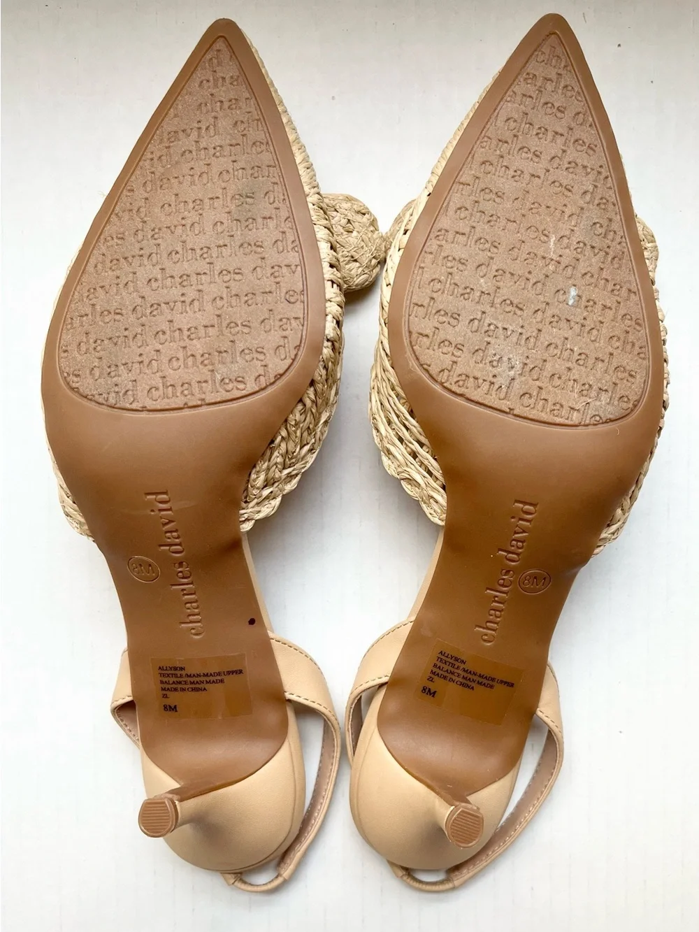 NWOT Charles David Allyson Woven Raffia Slingback Heeled Sandal. Size 8